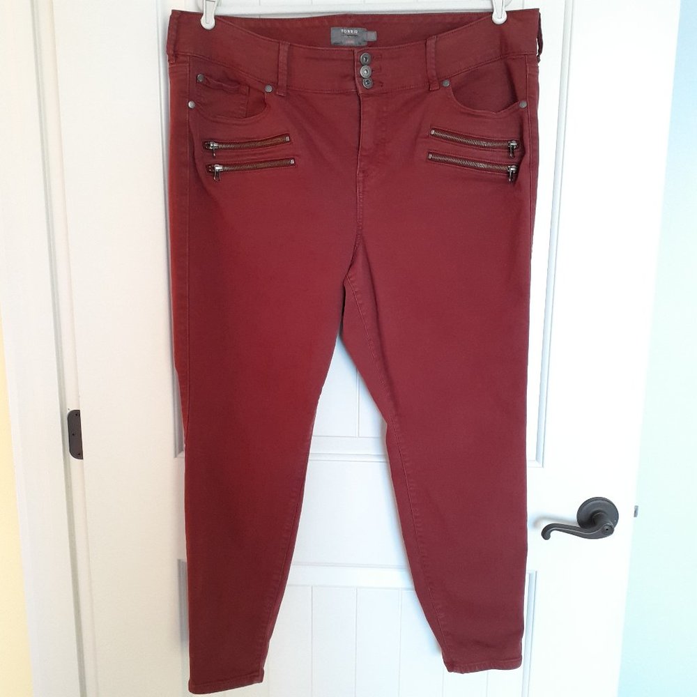 torrid Jegging Skinny Super Soft High Rise Multi Zip Jean Madder Brown Size 22R